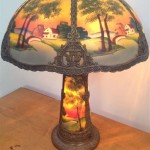 Antique Reverse Hand Painted Glass Lamp Shades