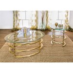 Gold And Glass Coffee End Tables