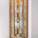 Home Single Door Corner Glass Display Cabinet Mahogany Effect