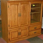 Oak Entertainment Center With Glass Doors