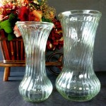 Vintage Clear Glass Fluted Vase